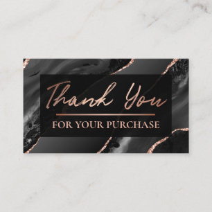 Tarjeta De Visita Glam Black Agate Gracias Por Tu Compra