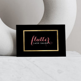 Tarjeta De Visita Glam Black Pink Gold Lash Salon Business Card