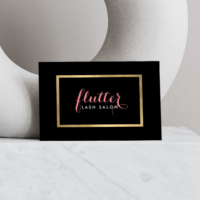 Tarjeta De Visita Glam Black Pink Gold Lash Salon Business Card (Subido por el creador)