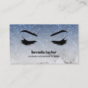 Tarjeta De Visita Glam Blue purpurina oscuro Marble Eyelash Browbar
