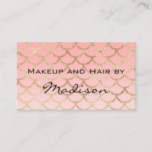 Tarjeta De Visita Glam Blush Rosa Dorado Sirena Brillo Maquillador