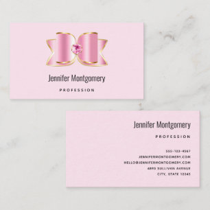 Tarjeta De Visita Glam Bow rosa con piedra angular