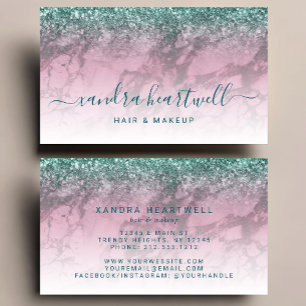 Tarjeta De Visita Glam Burgundy Mármol Glitter Script Estilista