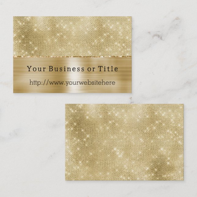 Tarjeta De Visita Glam Champagne Gold Glitzy Diamonds (Anverso / Reverso)