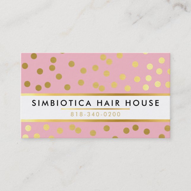 Tarjeta De Visita GLAM CONFETTI patrón puntiagudo moderno oro rosa p (Anverso)