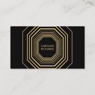 Tarjeta De Visita Glam Deco Gold y Black Fashiand Design