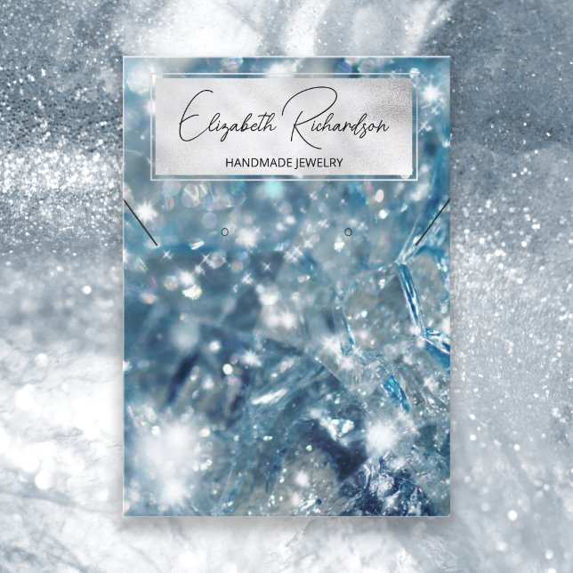 Tarjeta De Visita Glam Elegant Blue Crystal Diamond Jewelry Display (Subido por el creador)