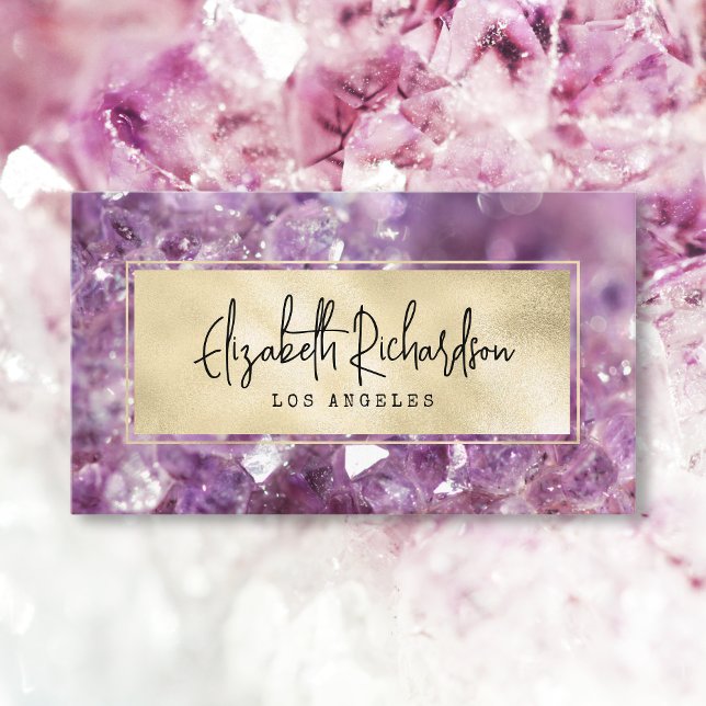 Tarjeta De Visita Glam Elegant Luxury Boho Amethyst Crystal (Subido por el creador)
