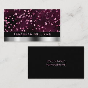 Tarjeta De Visita Glam Elegant Purpurina Jewels Monogram Profesional