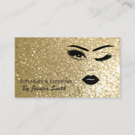 Tarjeta De Visita Glam elegante purpurinoso dorado chica cara