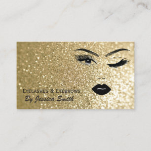 Tarjeta De Visita Glam elegante purpurinoso dorado chica cara