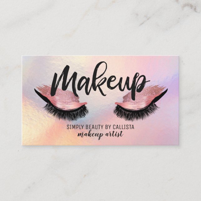 Tarjeta De Visita Glam Eyelash Purpurina Rosa Rosa Rosa Rosa Rosa Ma (Anverso)