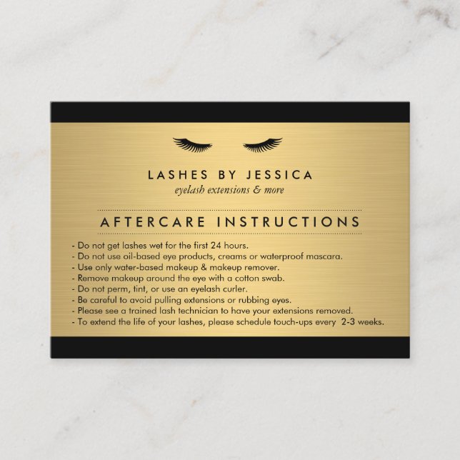 Tarjeta De Visita Glam Eyelashes Black and Gold Afcare Card (Anverso)