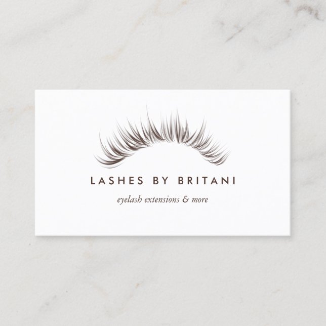Tarjeta De Visita Glam Eyelashes blancos y marrones (Anverso)