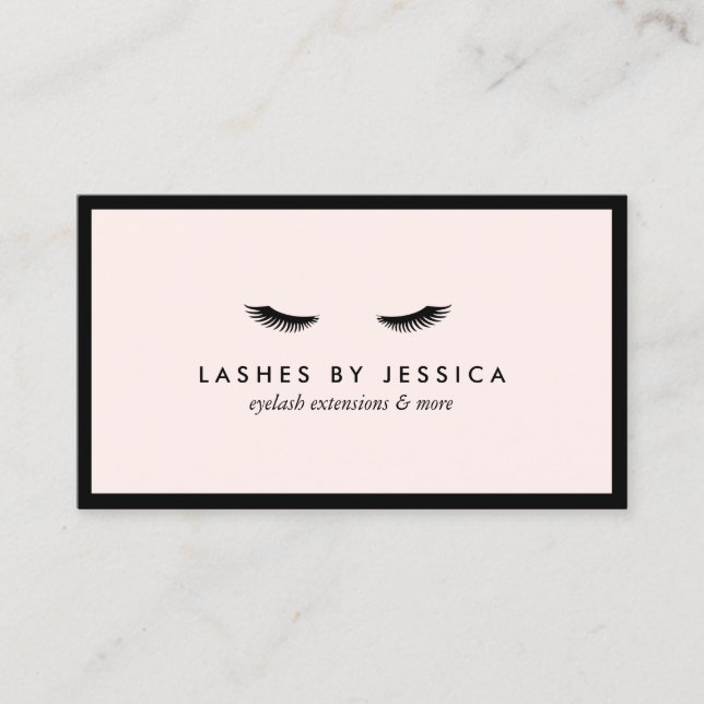 Tarjeta De Visita Glam Eyelashes Classic Black and Pink (Anverso)