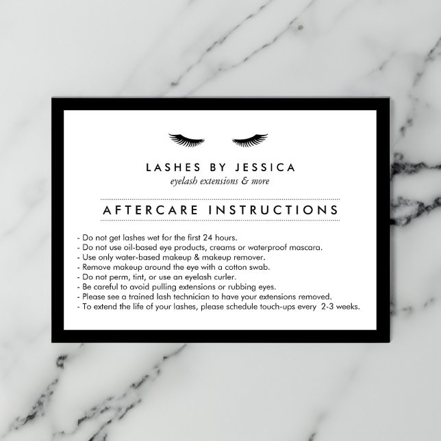 Tarjeta De Visita Glam Eyelashes Classic Lash Salon Aftercare Card (Subido por el creador)