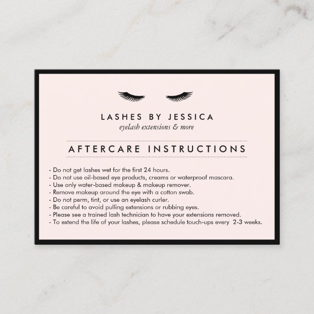 Tarjeta De Visita Glam Eyelashes Classic Lash Salon Pink Afcare (Anverso)