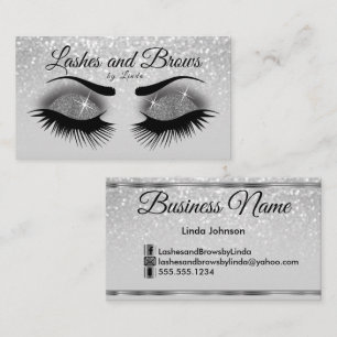 Tarjeta De Visita Glam Eyelashes y brotes - Purpurina gris de humo