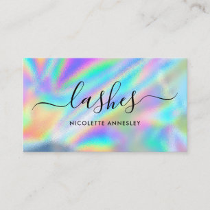 Tarjeta De Visita Glam Faux Holographic Rainbow Relieve metalizado L