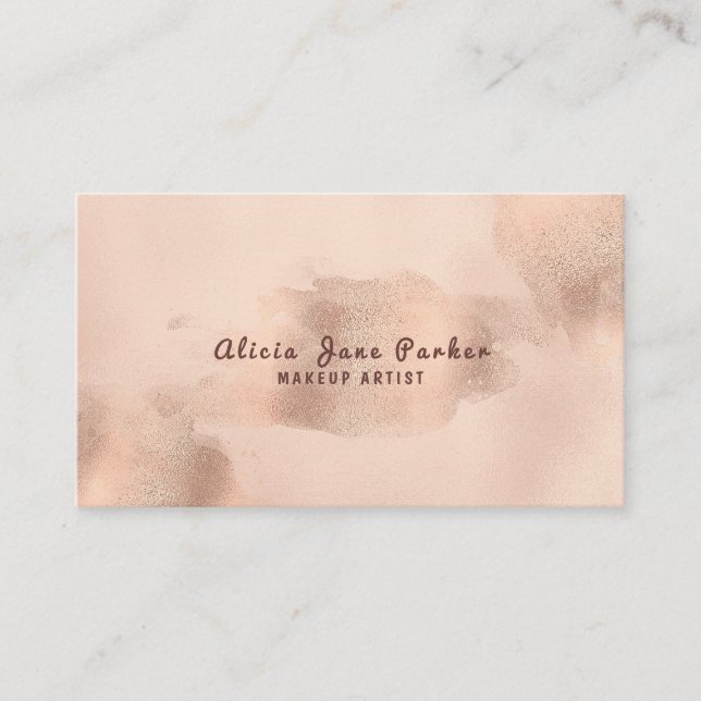 Tarjeta De Visita Glam Faux Rosa Gold Copper Relieve metalizado | Ar (Anverso)