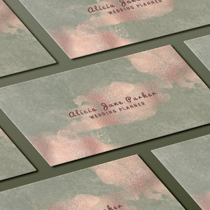 Tarjeta De Visita Glam Faux Rosa Gold Copper Relieve metalizado   Pl