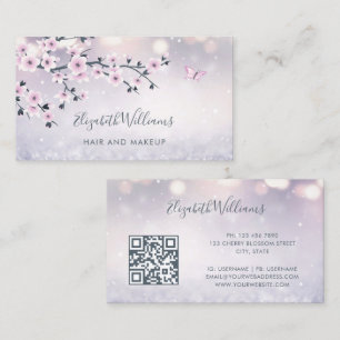 Tarjeta De Visita Glam Flor de Cerezo Rosa Polvoriento