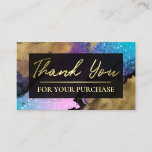 Tarjeta De Visita Glam Galaxy Gold Ink Gracias Por Su Compra