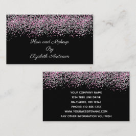Tarjeta De Visita Glam Glamour Overlay Brillo Rosa Plateado Negro