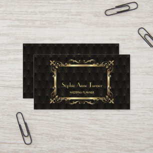 Tarjeta De Visita Glam Gold Art Deco Gran Gatsby Profesional