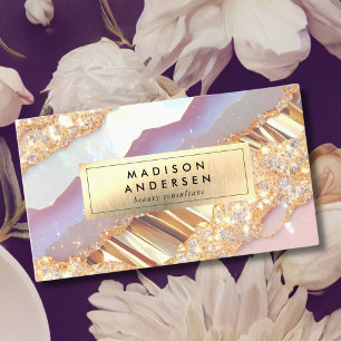 Tarjeta De Visita Glam Gold de Purpurina de edad moderna