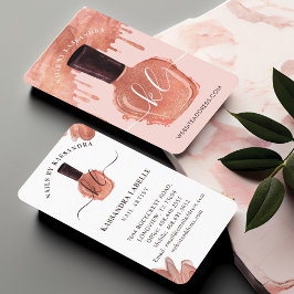 Tarjeta De Visita Glam Gold Drips Nail Polaco Botella Monograma Scri