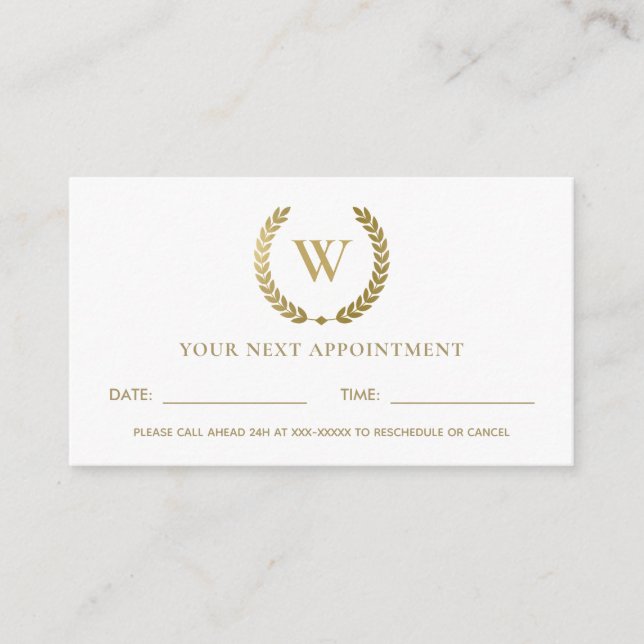 TARJETA DE VISITA GLAM GOLD FLORAL LAUREL WREATER NOMBRAMIENTO INICI (Anverso)