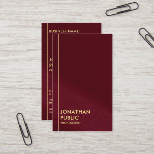 Tarjeta De Visita Glam Gold Look Text Template Burgundy Red Luxury