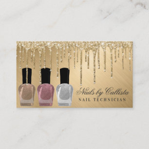 Tarjeta De Visita Glam Gold Metallic Purpurina Dris Nail Polaco