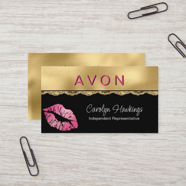 Tarjeta De Visita Glam Gold y Black Independent Rep Avon (Anverso/Reverso In Situ)
