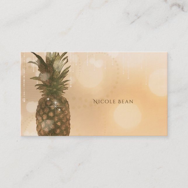 Tarjeta De Visita Glam Golden Pineapple Elegante Moda tropical Glam (Anverso)