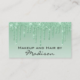 Tarjeta De Visita Glam Green Dripping Purpurina Drist Artist
