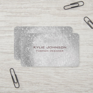 Tarjeta De Visita Glam Gris Glitter Ópalo Ágata lujo Moda