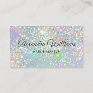 Tarjeta De Visita Glam Holographic Purpurina Moderno de moda Azul Ve