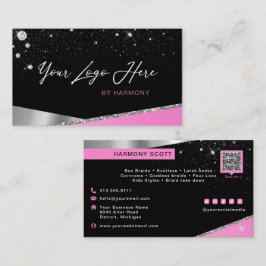 Tarjeta De Visita Glam Hot Pink Purpurina Diamond Service o Brand