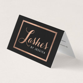 Tarjeta De Visita Glam Lashes Script Rosa de texto Oro/Negro Afterca