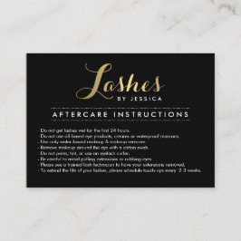 Tarjeta De Visita Glam Lashes Script Textos Dorado/Black Afcare Card