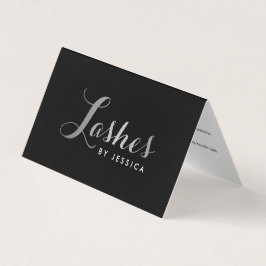 Tarjeta De Visita Glam Lashes Script Textos Plata/Black Afcare