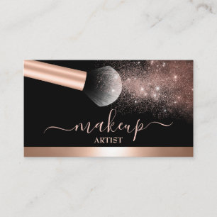 Tarjeta De Visita Glam Makeup Artista Salón Rosa Oro