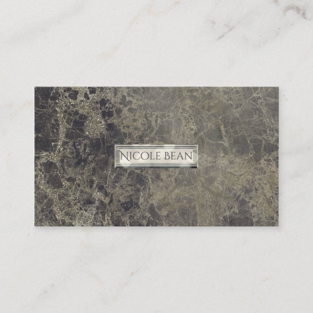 Tarjeta De Visita Glam Marble Granite Shimmer Elegante Estilo Diseña (Anverso)
