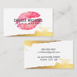 Tarjeta De Visita GLAM MINIMALISTA color de agua rosa rosa dorado