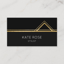Tarjeta De Visita Glam Minimalista Vip Geométrico Blanco Negro Dorad
