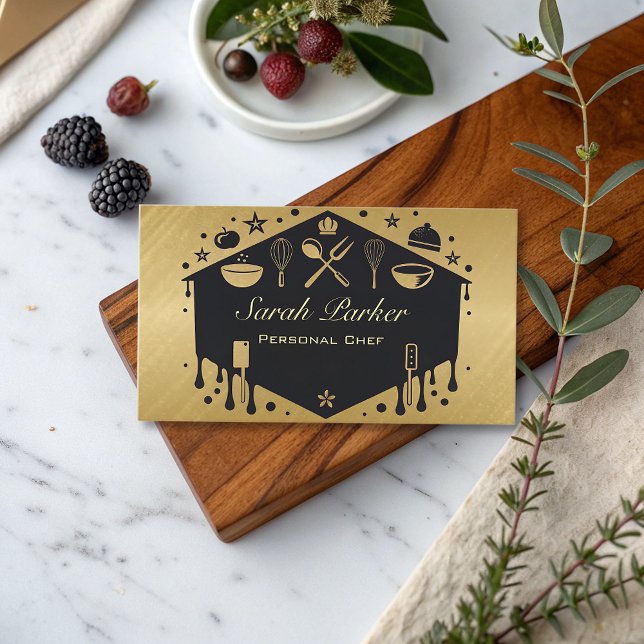 Tarjeta De Visita Glam moda Chef Personal Catering Gold (Subido por el creador)