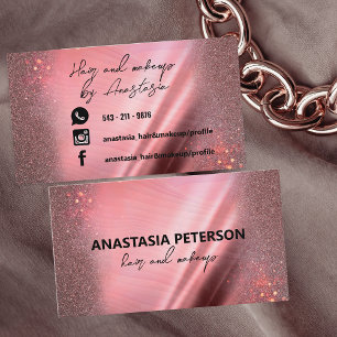 Tarjeta De Visita Glam Moda Sparkly Rosa metálico rosa Purpurina de 