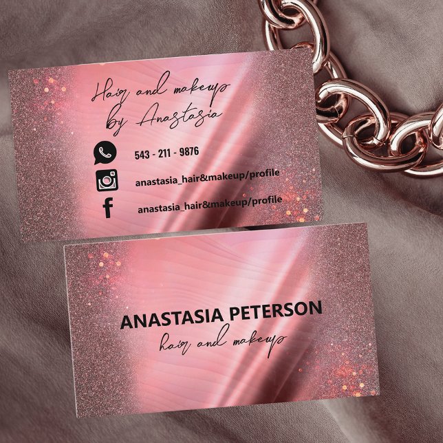 Tarjeta De Visita Glam Moda Sparkly Rosa metálico rosa Purpurina de  (Subido por el creador)